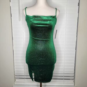Velvet Sparkly Emerald City‎ Green Oz Wicked Party Birthday Short Dress S NWT